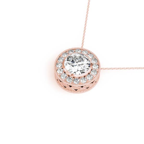 Vintage Double Halo Diamond Pendant Necklace (0.455–1.50 CTW, Lab-Grown, 14K Gold)
