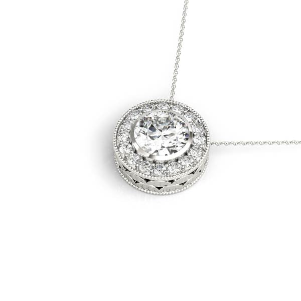 Vintage Double Halo Diamond Pendant Necklace (0.455–1.50 CTW, Lab-Grown, 14K Gold)
