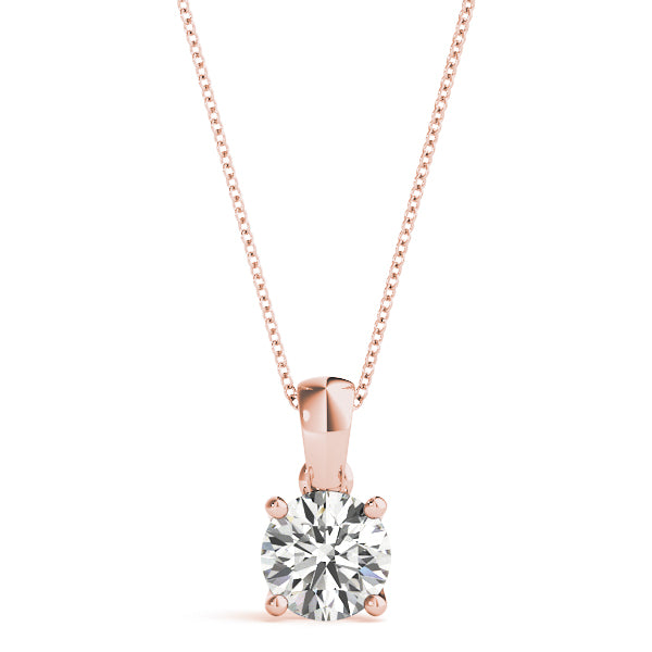 Solitaire Round-Cut Lab-Grown Diamond Pendant (0.25–6.00 CTW, F-G/VS1) – Solid Bale Design with 16" Chain