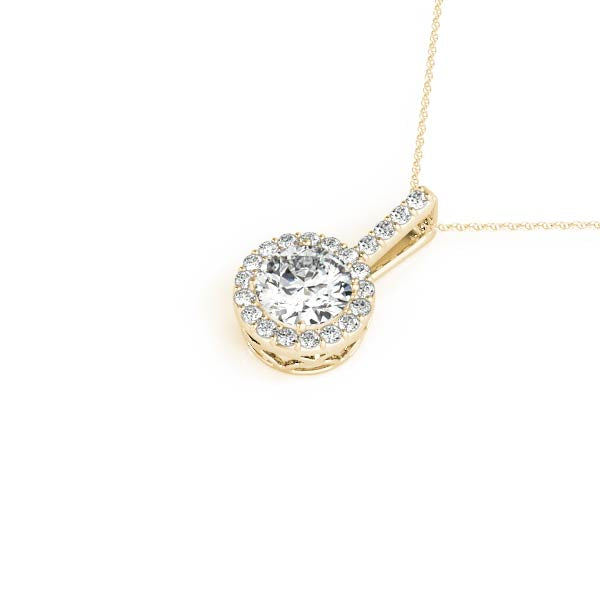 Halo Diamond Pendant Necklace (0.25–2.00 CT Center, F/VS+ Lab-Grown) in 14K Gold – Round Cut with Pavé Halo & 16" Chain