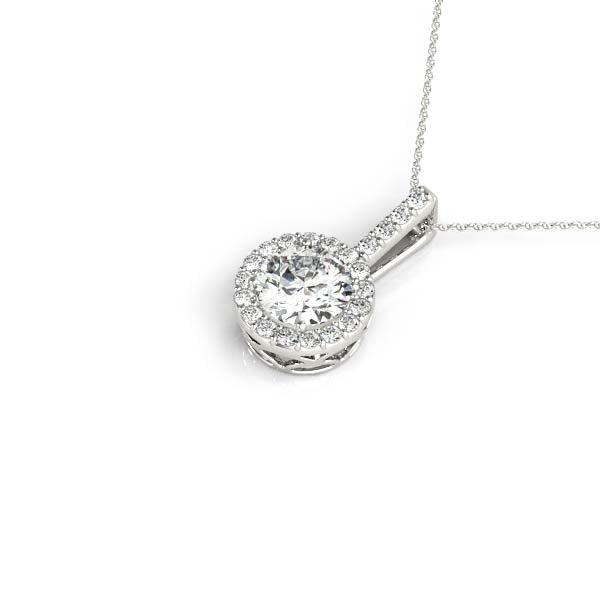 Halo Diamond Pendant Necklace (0.25–2.00 CT Center, F/VS+ Lab-Grown) in 14K Gold – Round Cut with Pavé Halo & 16" Chain