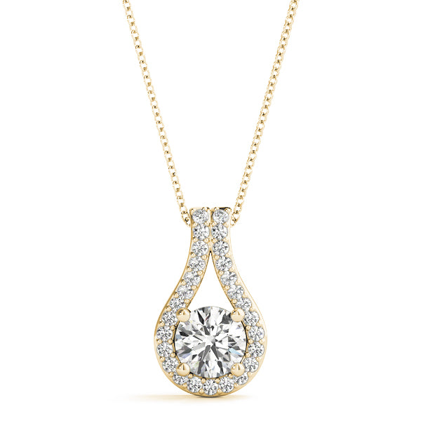 Teardrop Halo Diamond Pendant Necklace (0.25–1.00 CTW, Lab-Grown, 14K Gold)