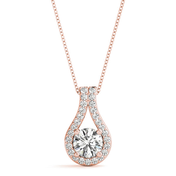Teardrop Halo Diamond Pendant Necklace (0.25–1.00 CTW, Lab-Grown, 14K Gold)