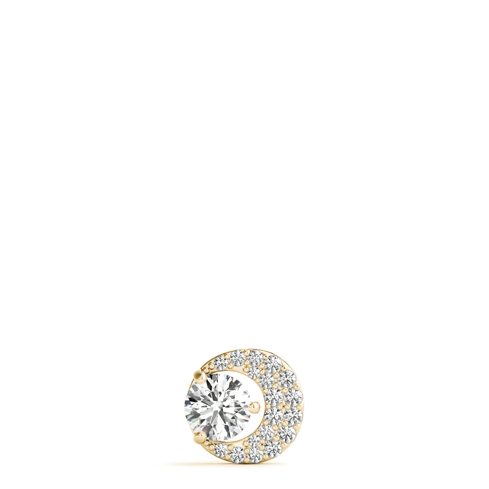 Crescent Moon & Solitaire Diamond Pendant Necklace in 14K Gold – Lab-Grown, 0.35–1.20 CTW