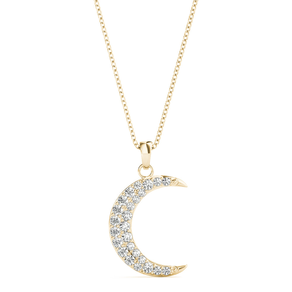 Crescent Moon Diamond Pendant Necklace in 14K Gold – Pavé-Set Lab or Natural Diamonds (0.20 CTW)