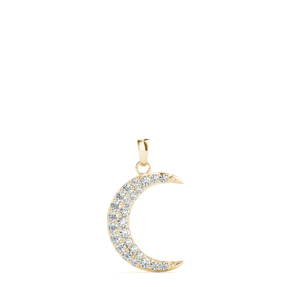 Crescent Moon Diamond Pendant Necklace in 14K Gold – Pavé-Set Lab or Natural Diamonds (0.20 CTW)