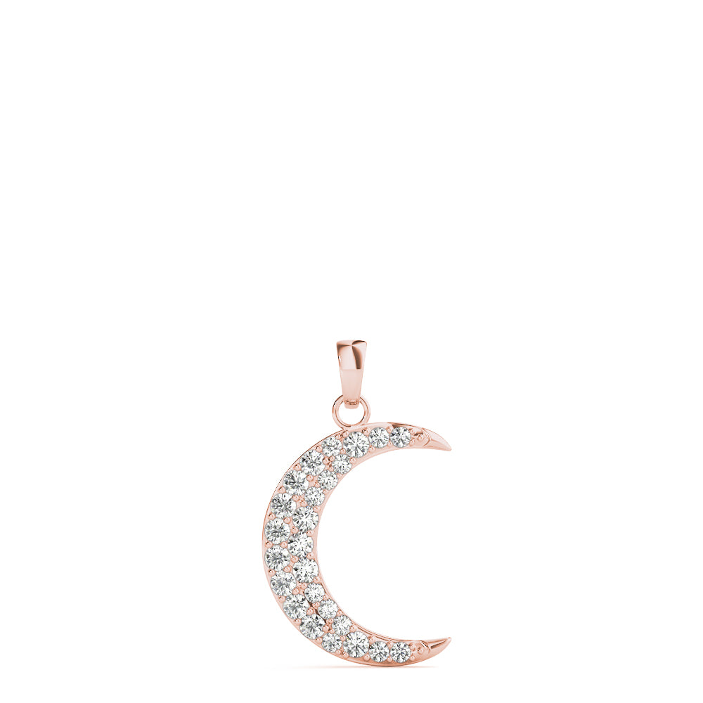 Crescent Moon Diamond Pendant Necklace in 14K Gold – Pavé-Set Lab or Natural Diamonds (0.20 CTW)