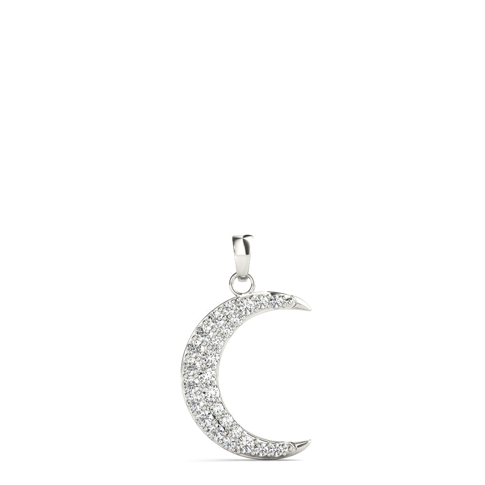Crescent Moon Diamond Pendant Necklace in 14K Gold – Pavé-Set Lab or Natural Diamonds (0.20 CTW)