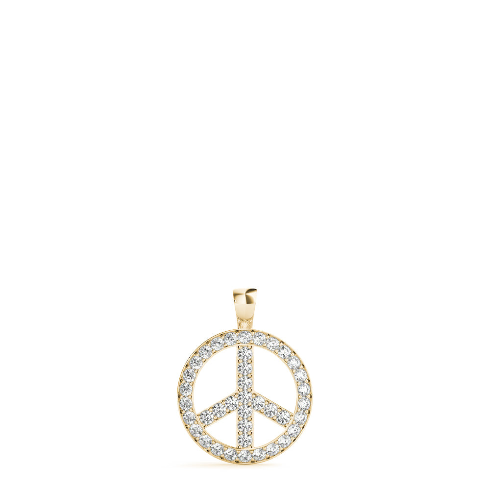 Diamond Peace Sign Pendant Necklace in 14K Gold or Silver – Pavé-Set Round Diamonds (0.33 CTW, Lab or Natural)