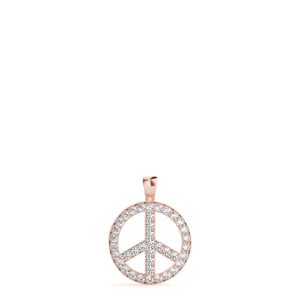 Diamond Peace Sign Pendant Necklace in 14K Gold or Silver – Pavé-Set Round Diamonds (0.33 CTW, Lab or Natural)