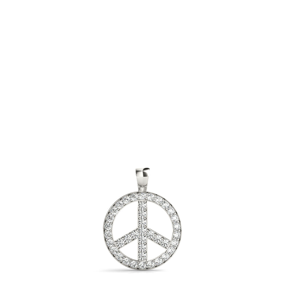 Diamond Peace Sign Pendant Necklace in 14K Gold or Silver – Pavé-Set Round Diamonds (0.33 CTW, Lab or Natural)
