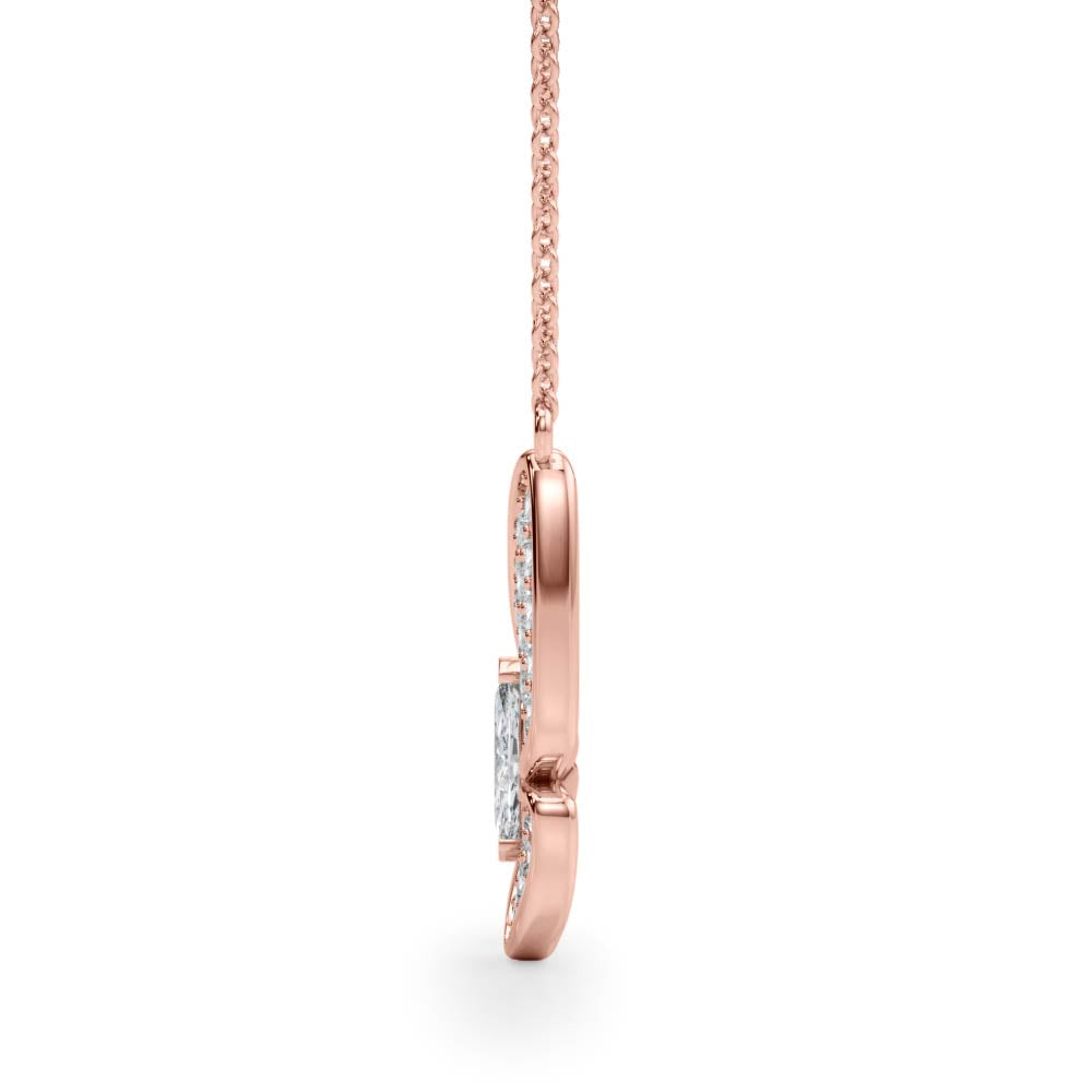 Butterfly Diamond Pendant Necklace in 14K Gold or Silver – Marquise Center & Pavé Wings (0.25 CTW, Lab/Natural)