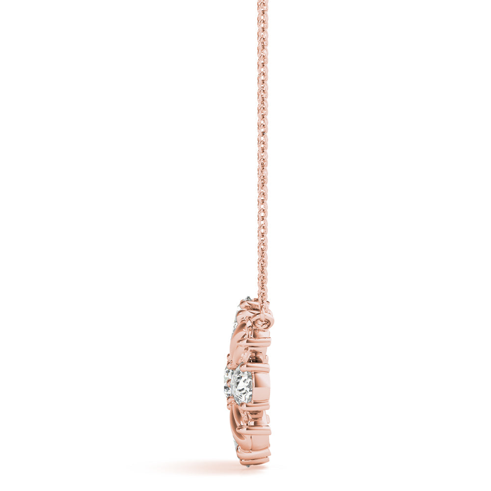 Floral Bloom Diamond Cluster Pendant Necklace (0.75 CTW, F/VS+ Lab-Grown Diamonds) – Round & Pear-Cut