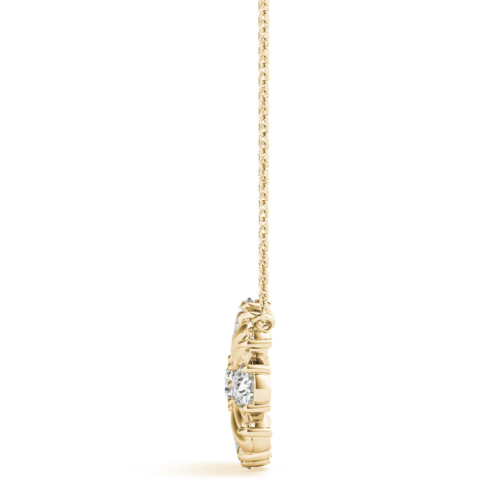 Floral Bloom Diamond Cluster Pendant Necklace (0.75 CTW, F/VS+ Lab-Grown Diamonds) – Round & Pear-Cut