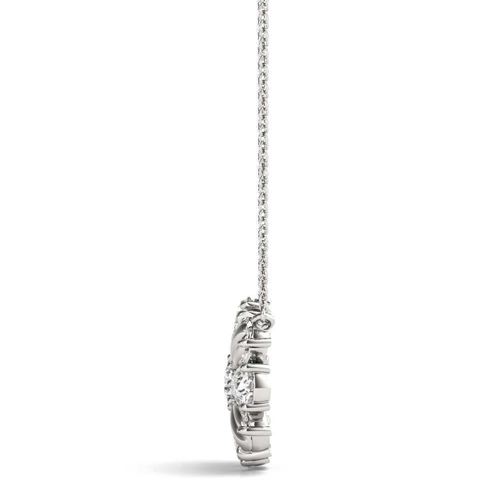 Floral Bloom Diamond Cluster Pendant Necklace (0.75 CTW, F/VS+ Lab-Grown Diamonds) – Round & Pear-Cut