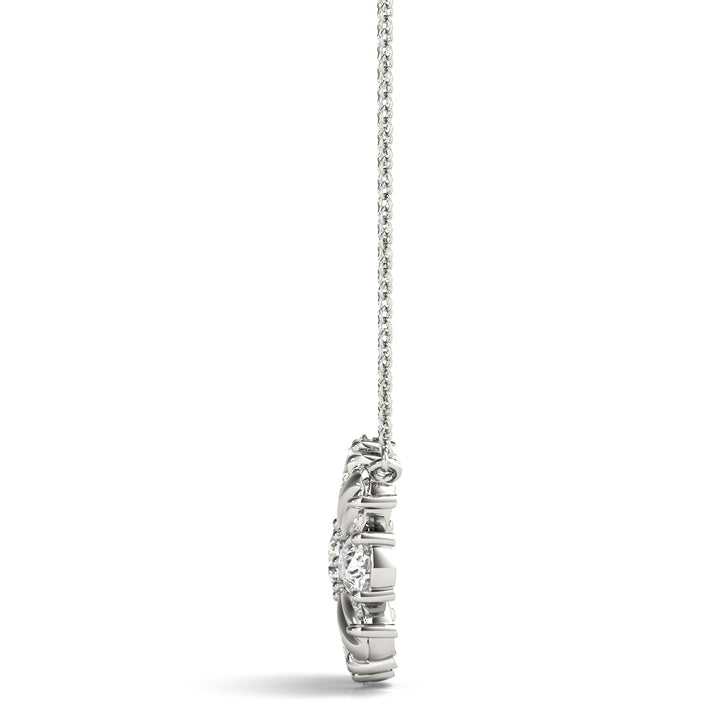 Floral Bloom Diamond Cluster Pendant Necklace (0.75 CTW, F/VS+ Lab-Grown Diamonds) – Round & Pear-Cut