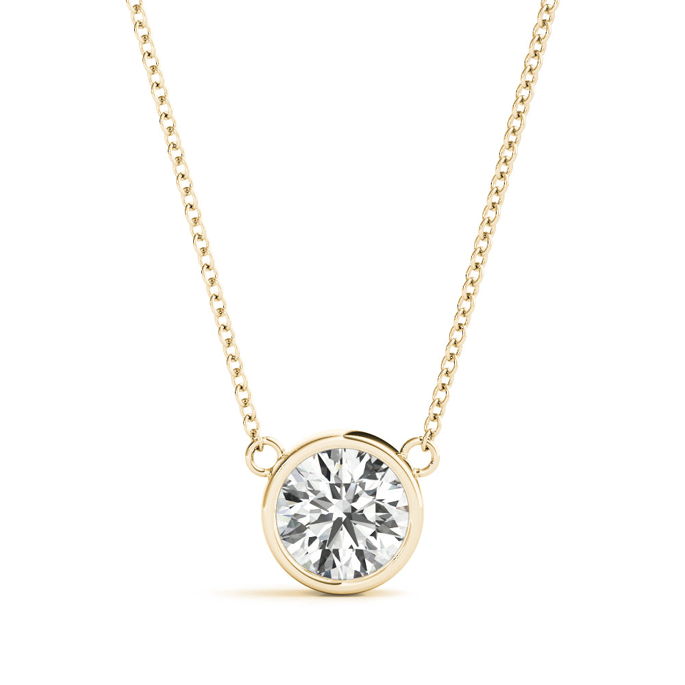 Bezel-Set Solitaire Diamond Pendant Necklace in 14K Gold (Lab-Grown, 0.25–2.00 CTW)