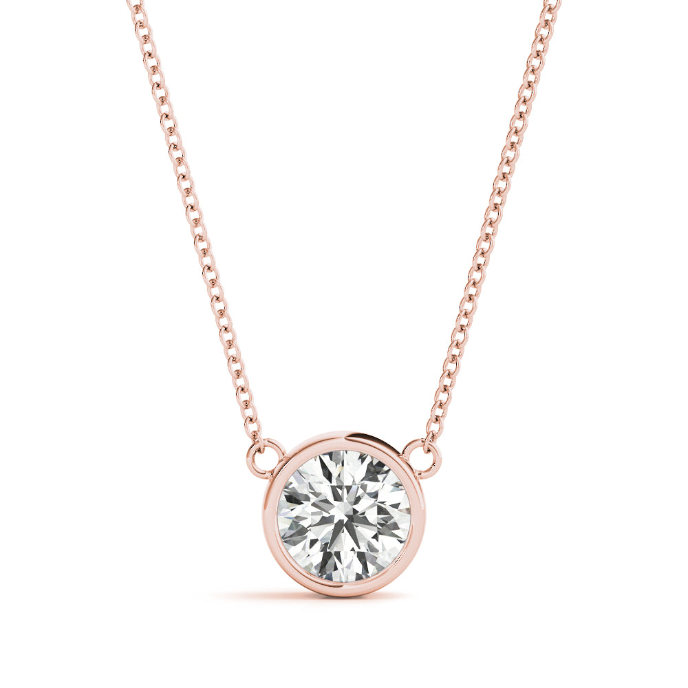 Bezel-Set Solitaire Diamond Pendant Necklace in 14K Gold (Lab-Grown, 0.25–2.00 CTW)