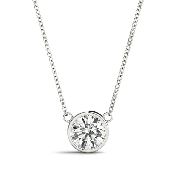 Bezel-Set Solitaire Diamond Pendant Necklace in 14K Gold (Lab-Grown, 0.25–2.00 CTW)