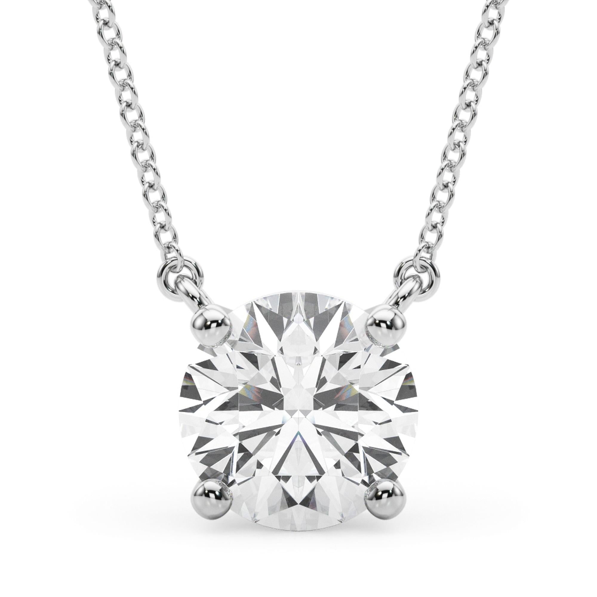 Classic Solitaire Pendant Necklace with Round Lab-Grown Diamond (F/VS, 0.25–3.00 CTW)