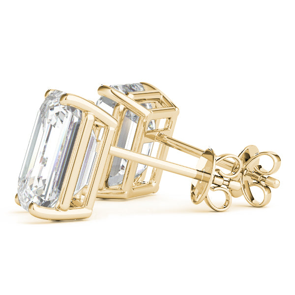 Emerald-cut diamond stud earrings