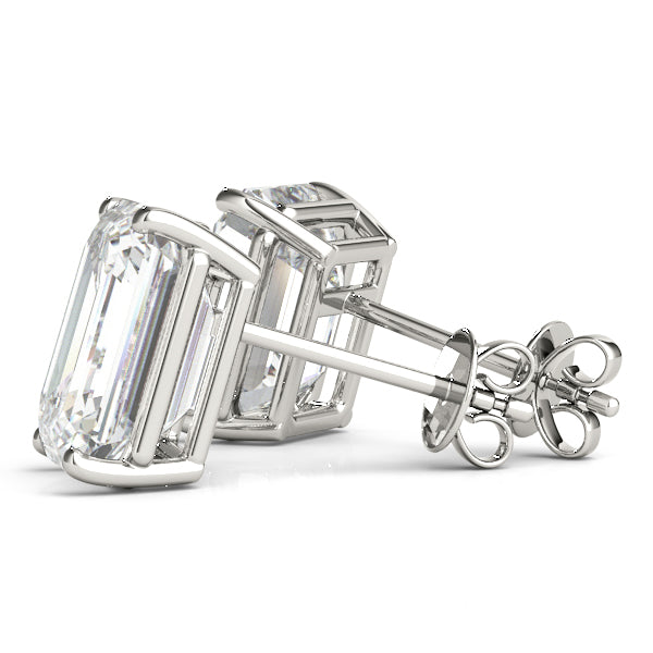 Emerald-cut diamond stud earrings