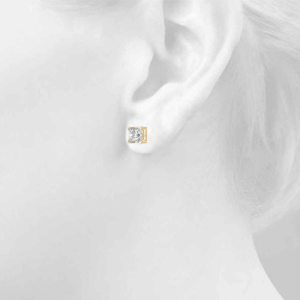 Princess-cut diamond stud earrings