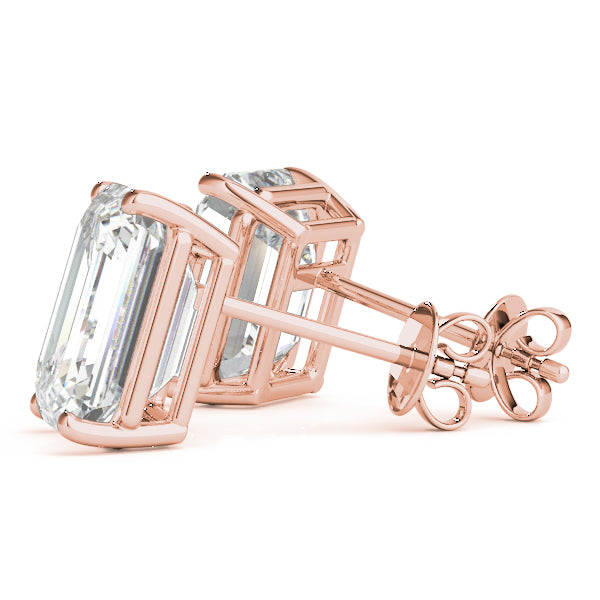 Emerald-cut diamond stud earrings