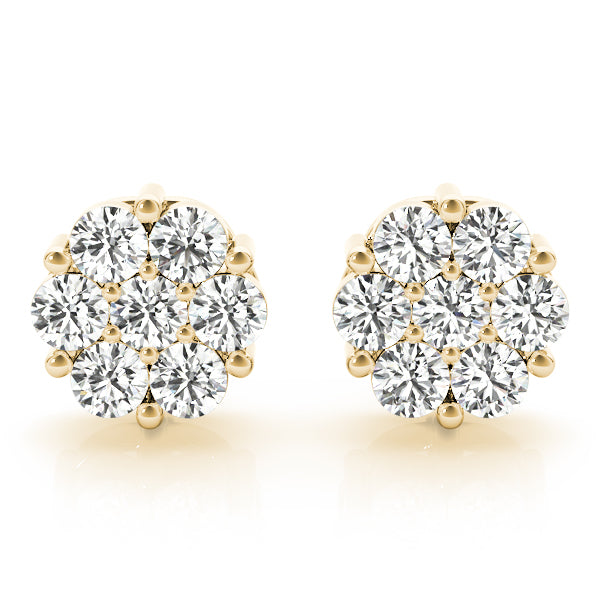 floral cluster diamond stud earrings