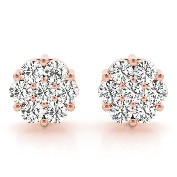 floral cluster diamond stud earrings