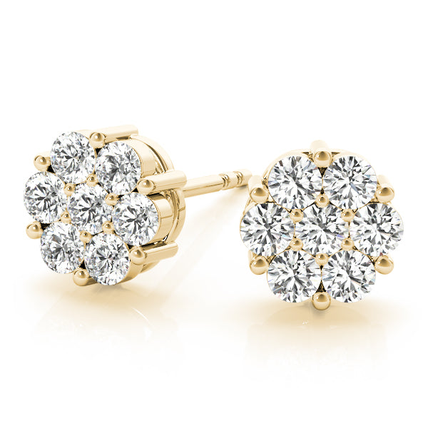 floral cluster diamond stud earrings