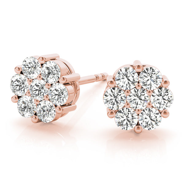 floral cluster diamond stud earrings