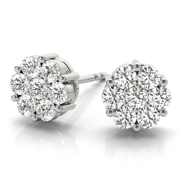 floral cluster diamond stud earrings
