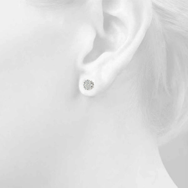 floral cluster diamond stud earrings
