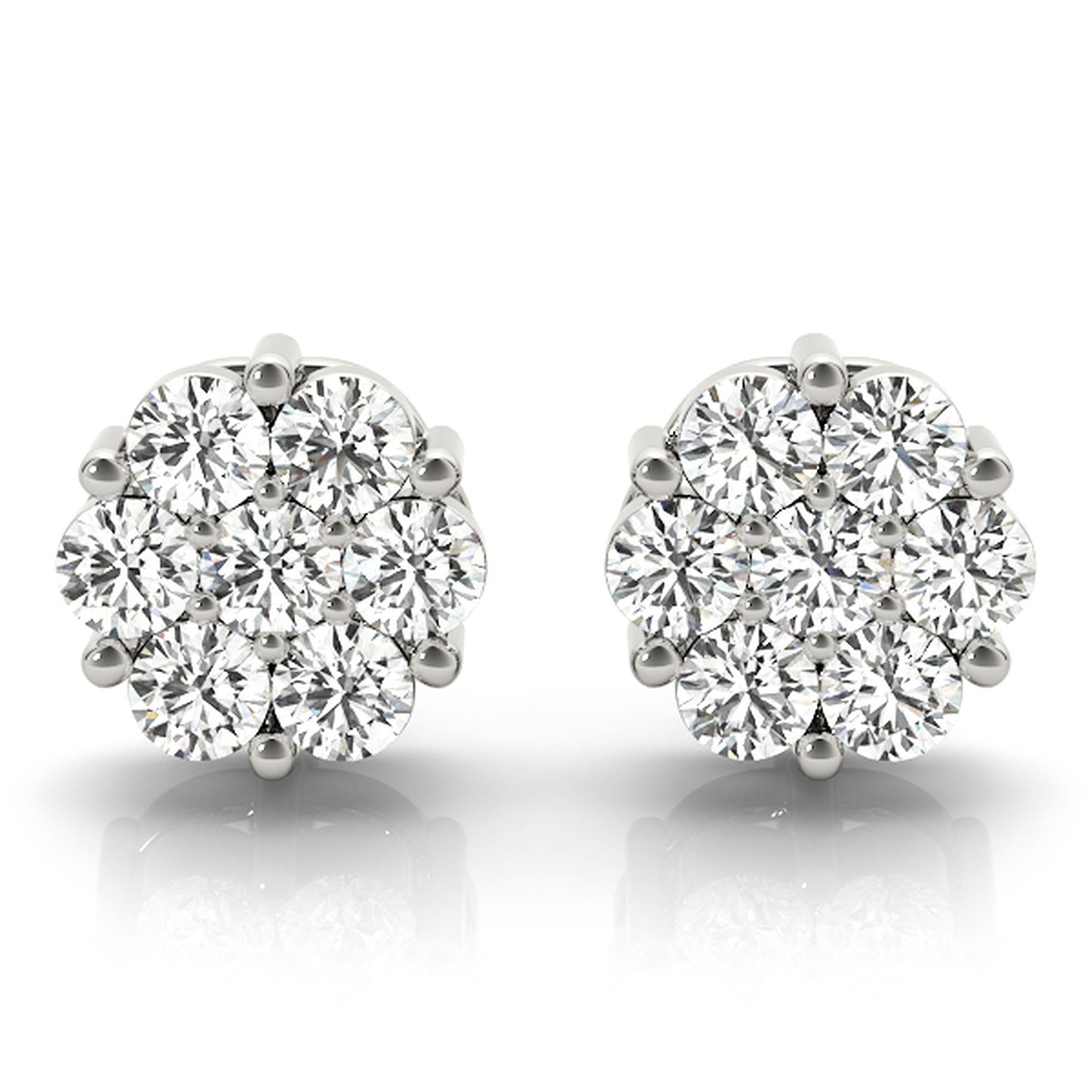 floral cluster diamond stud earrings