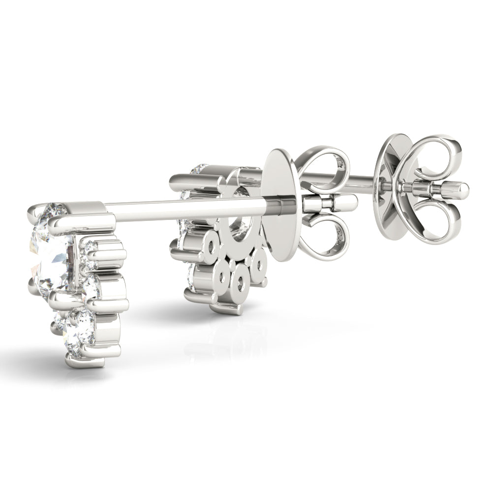 Floral cluster diamond stud earrings