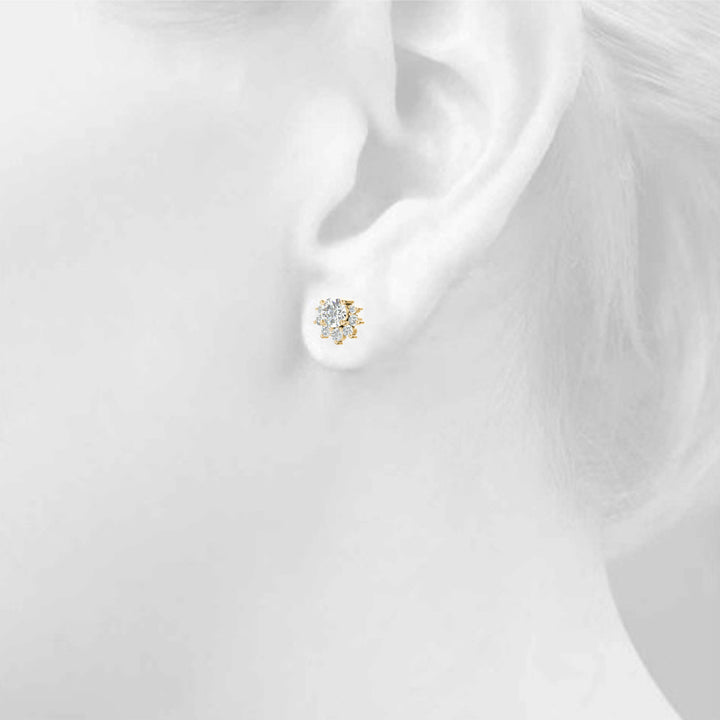 Floral cluster diamond stud earrings