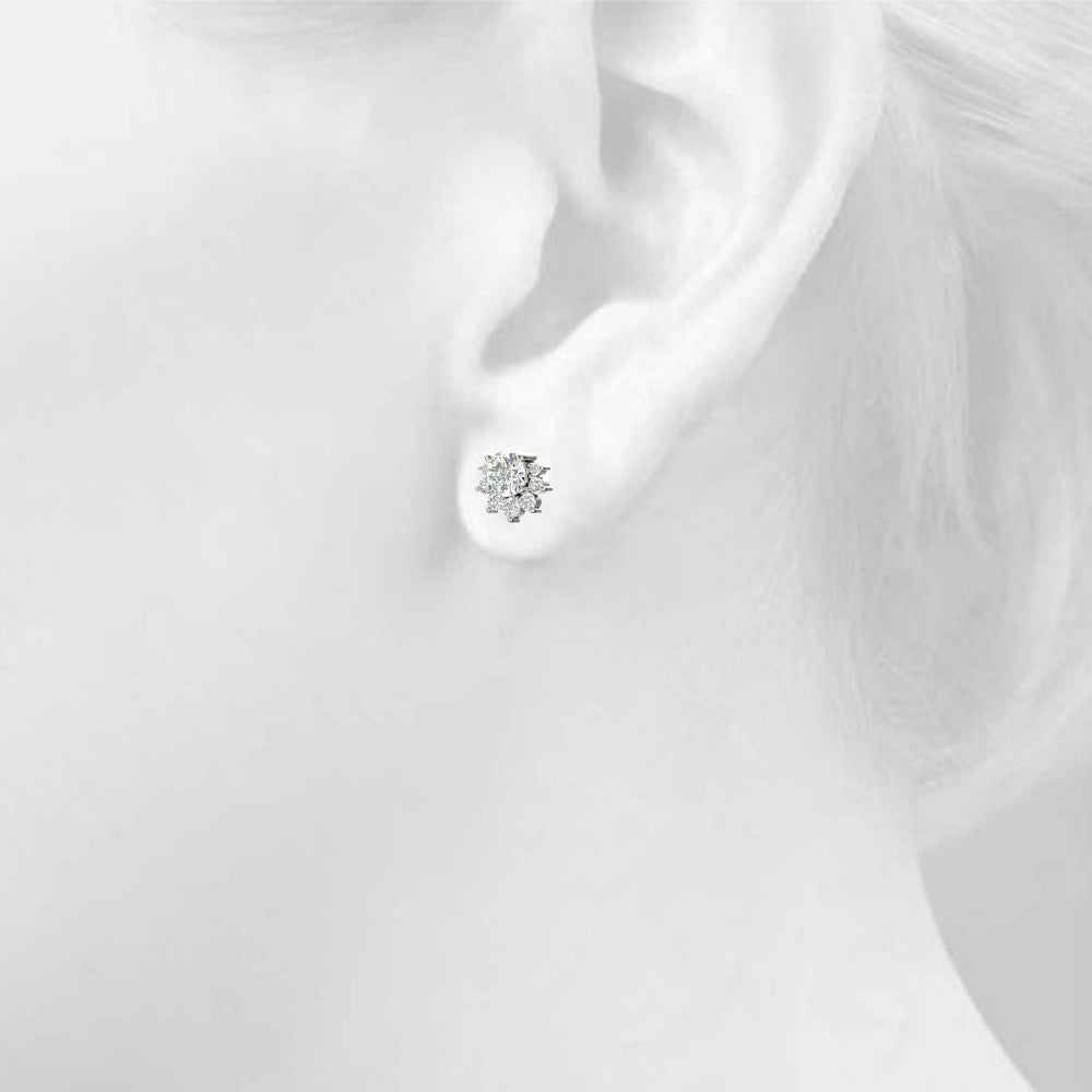 Floral cluster diamond stud earrings