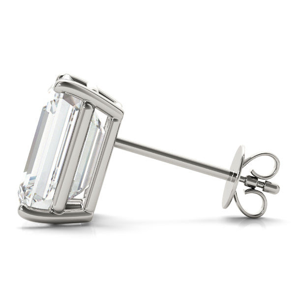 Emerald-cut diamond stud earrings