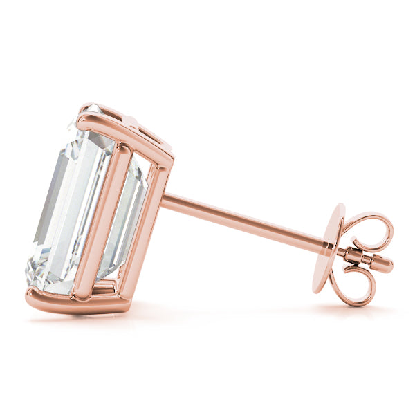 Emerald-cut diamond stud earrings