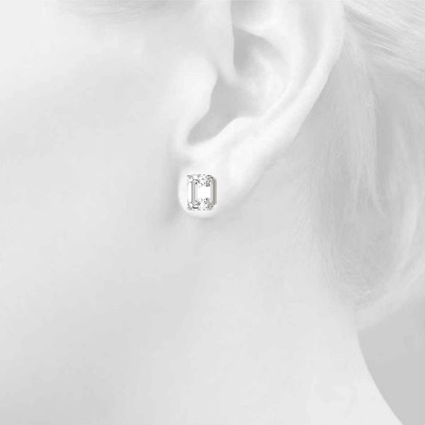 Emerald-cut diamond stud earrings