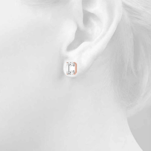 Emerald-cut diamond stud earrings