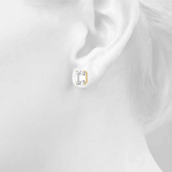 Emerald-cut diamond stud earrings