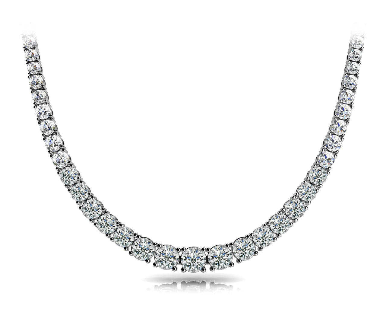 Graduated Lab-Grown Diamond Tennis Necklace (7–20 CTW, F/VS+) in 4-Prong Setting