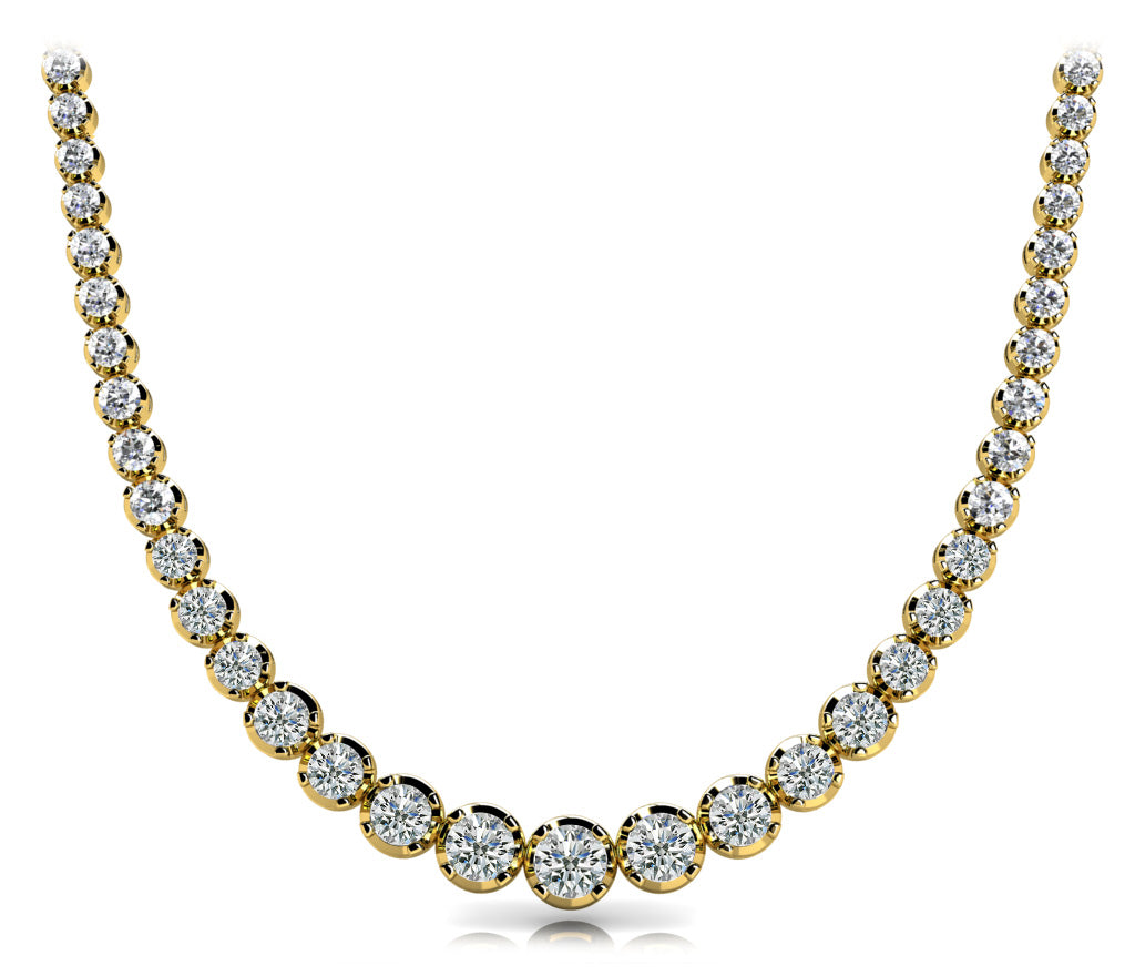 Graduated lab-grown diamond tennis necklace (5–15 CTW, F/VS+) in 4-prong low-basket setting