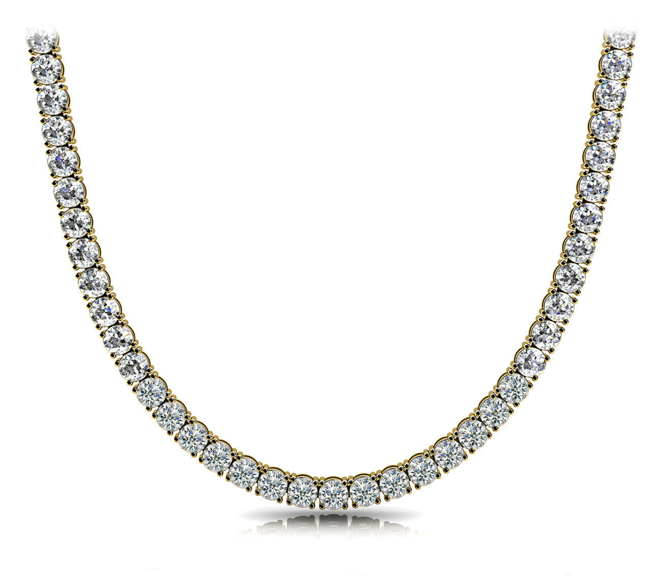 Diamond Tennis Necklace with Round Lab-Grown Diamonds in Four Prong Setting (5.00–30.00 CTW, F+/VS1+)