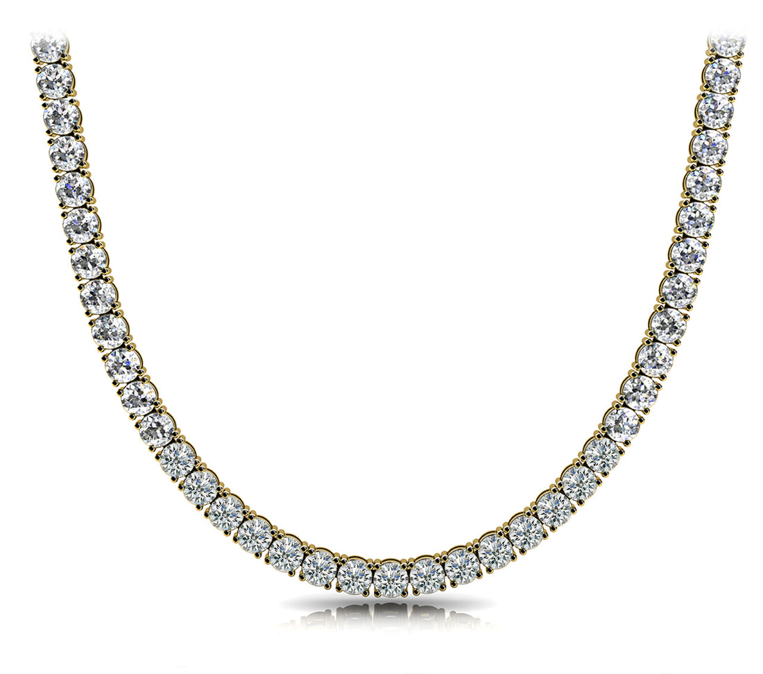 Diamond Tennis Necklace with Round Lab-Grown Diamonds in Four Prong Setting (5.00–30.00 CTW, F+/VS1+)