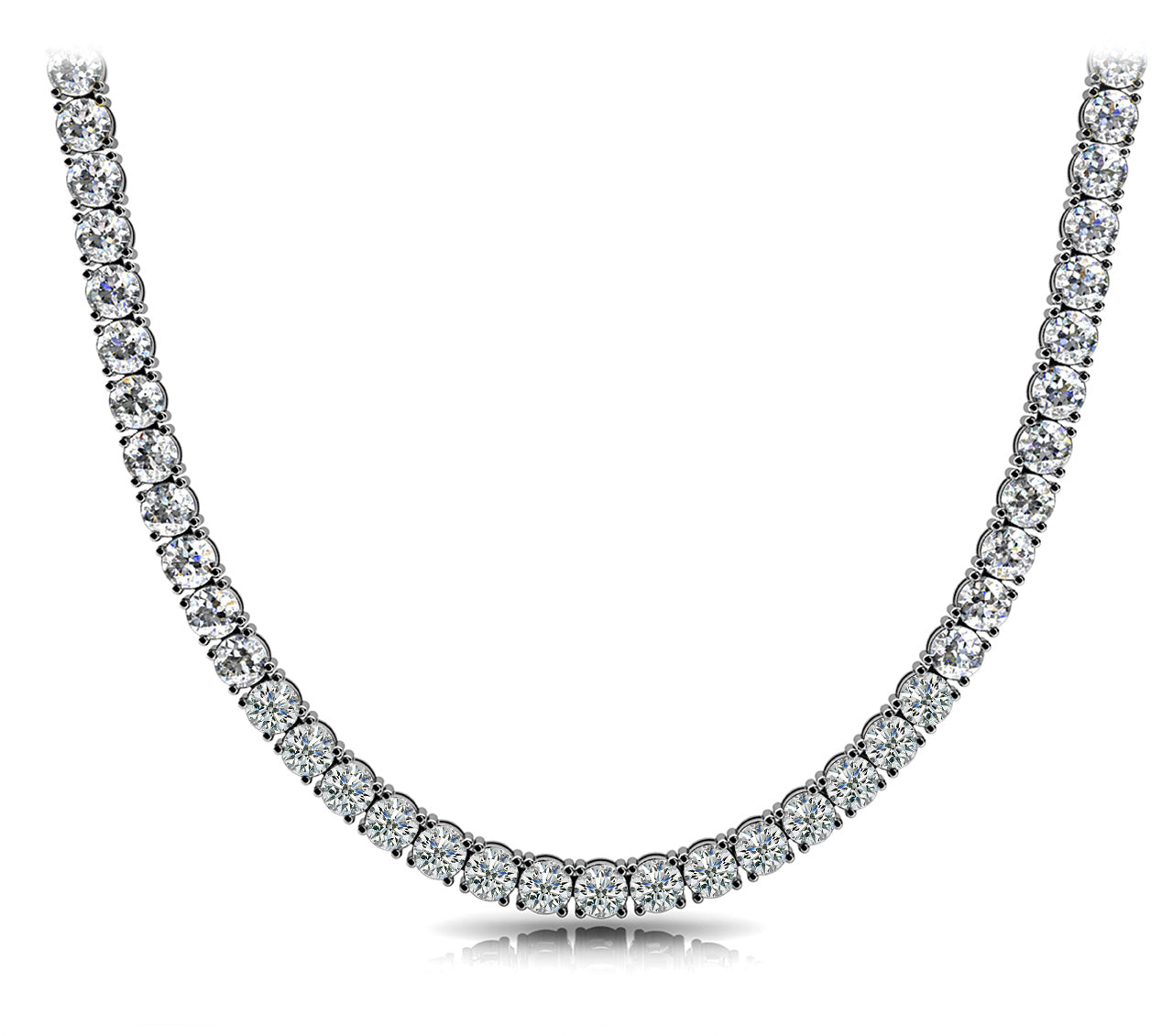 Diamond Tennis Necklace with Round Lab-Grown Diamonds in Four Prong Setting (5.00–30.00 CTW, F+/VS1+)