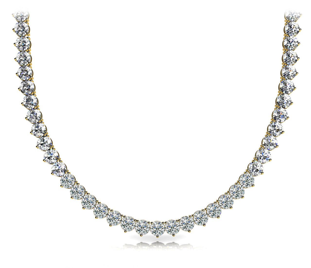 Diamond Tennis Necklace with Lab-Grown Round Diamonds (6–18 CTW, F/VS+) in Classic 3-Prong Setting