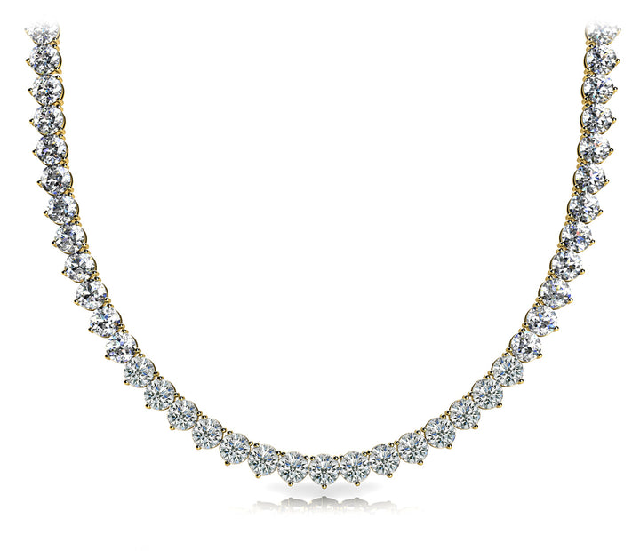 Diamond Tennis Necklace with Lab-Grown Round Diamonds (6–18 CTW, F/VS+) in Classic 3-Prong Setting